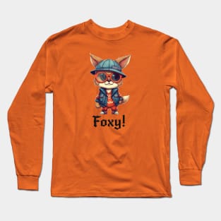 Foxy! Cartoon cool and nerdy fox Long Sleeve T-Shirt